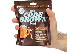 Drankful Code Brown Bag, Single Use Portable Travel Bathroom Pack, Includes Butt Napkins, Hand Wipes, Disposal Bag, Hand Sanitizer, Anti-Chafe Ointment, for Running, Camping, Hiking, Outdoors