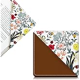 AFYEWKC Cute Leather Bookmarks, Fun Triangle Making Corner Bookmark, Book Accessories for Reading Book Lovers, Unbreakable Page Markers for Women Men Colorful Cute Flower