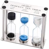 SuLiao Tea 3-4-5 Minute Sand Timer/Clock, Metal Three-in-One, Small Colorful Sand Watch, Black &amp; Blue White Reloj De Arena, Unquie Sandglass Hour Glass for Kids, Classroom, Home Decor