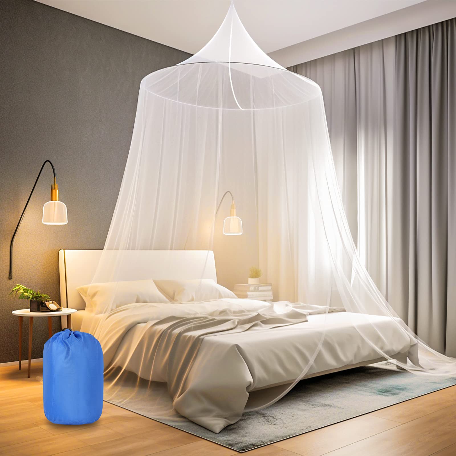 VEVOQIM Mosquito Net, Mosquito Net For Single Double Bed, Large Dome Hanging Bed Net Tent, Travel Mosquito Net Bed Canopy, Portable Mosquito Net travel Carry Bag for Indoor Outdoor Use