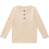 BACKID Toddler Henley Long Sleeve Shirts Organic Cotton Ribbed T-Shirt Boy Fall Clothes Basic Tees Tops 18 Months-4T
