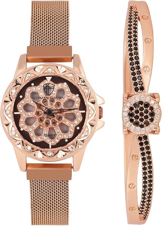 Buy Herman Hansen Analogue Rose Gold Women's Watch With Bracelet at