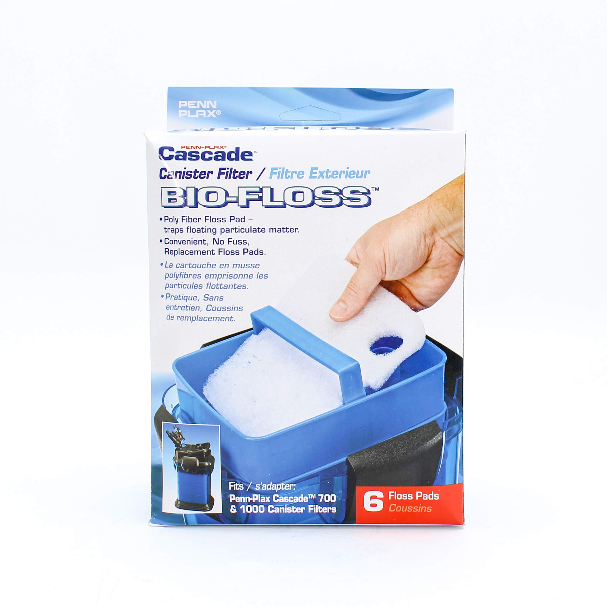Penn-Plax Cascade 700 1000 GPH Floss Pads – Filter Pad Keeps Your Aquarium Clean and Clear – 6 Pack, White
