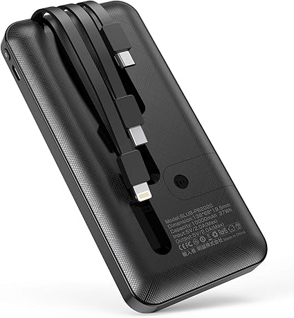 Amazon モバイルバッテリー mah 大容量 3ケーブル内蔵 Iphone Micro Usb Type C 4台同時充電 急速充電 薄型 軽量 持ち運び便利 スマホ充電器 携帯バッテリー スタンド機能搭載 残電量表示 Pse認証済 Iphone Ipad Android全機種対応 ブラック モバイル