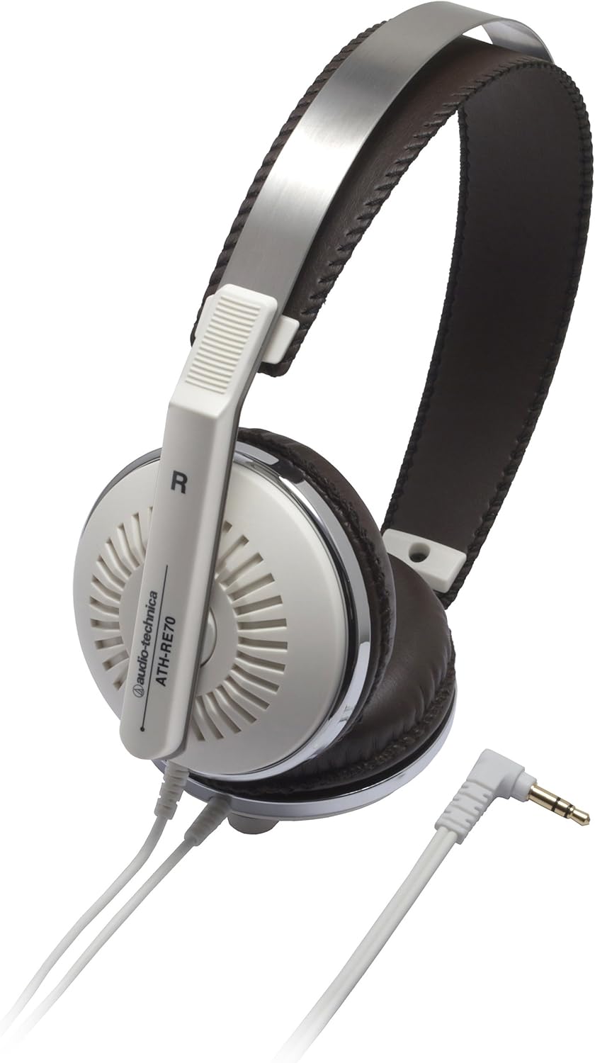 Audio Technica ATHRE70 White Retro Style Headphones Amazon.co.uk Hi
