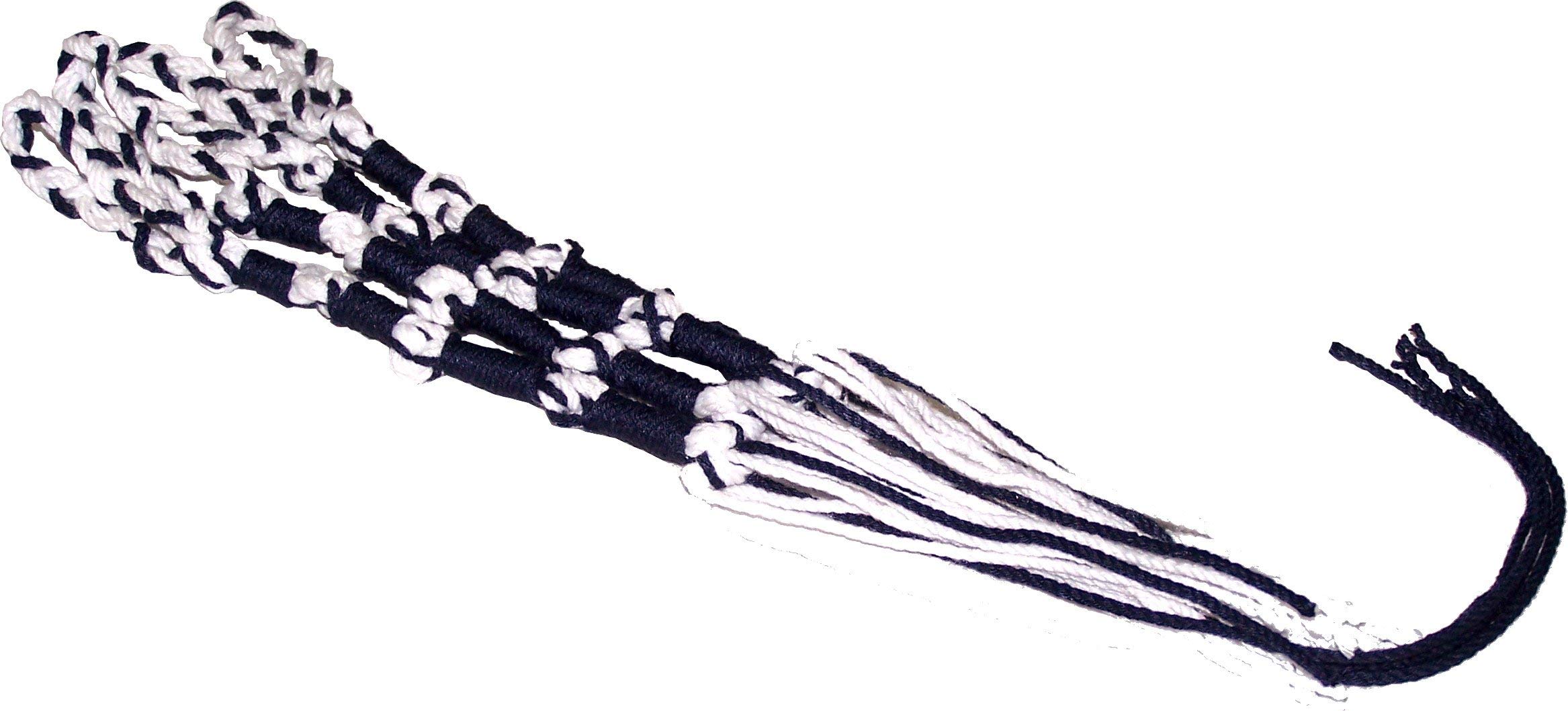 Holy Land Market Tzitzits Set of Four - White with Blue Thread Jewish Tassels, Navy Blue, Longer Messiah Thread with Tangled Loops