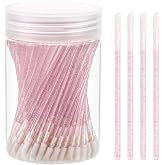 Tbestmax 100 Pcs Disposable Lip Brush with Container, Crystal Pink Lip Applicators Lipstick Lip Gloss Wands