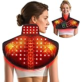RELEXNOW Red Light Therapy for Shoulders and Neck Massage with Heat, 5000 mAh Battery Cordless Near Infrared Red Light Therapy Pad for Body, Wearable Heating Pad for Upper Back, Shoulder & Neck