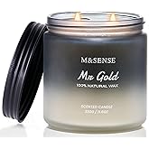 M&SENSE Smoked Leather Scented Men Jar Candle, 11.6oz 2 Wick Large Natural Soy Candle 70 Hours Long Lasting, Highly Scented Home Decor Candle for Men