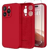 SuydanBox Magnetic for iPhone 13 Pro Case, Compatible with MagSafe, [Full Camera Protection][Screen Protector] Silicone Shockproof Protective Phone Case for iPhone 13 Pro 6.1", Deep Red