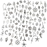 CHuangQi 100pcs Bulk Lots Jewelry Making Charms, Mixed Smooth Metal Charms, Pendants Bracelet Necklace Jewelry Making and DIY Craft Accessories