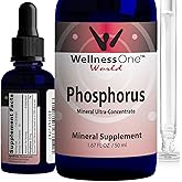 WellnessOne Ionic Phosphorus Supplements - Phosphorus Liquid from Ortho Phosphoric Acid for Teeth, Bone Health, & Energy Support - Non-GMO, Vegan, Gluten Free - 1.67 fl oz