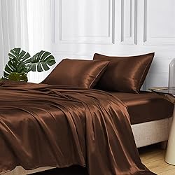 MR&HM Satin Bed Sheets, King Size Sheets Set, 4 Pcs