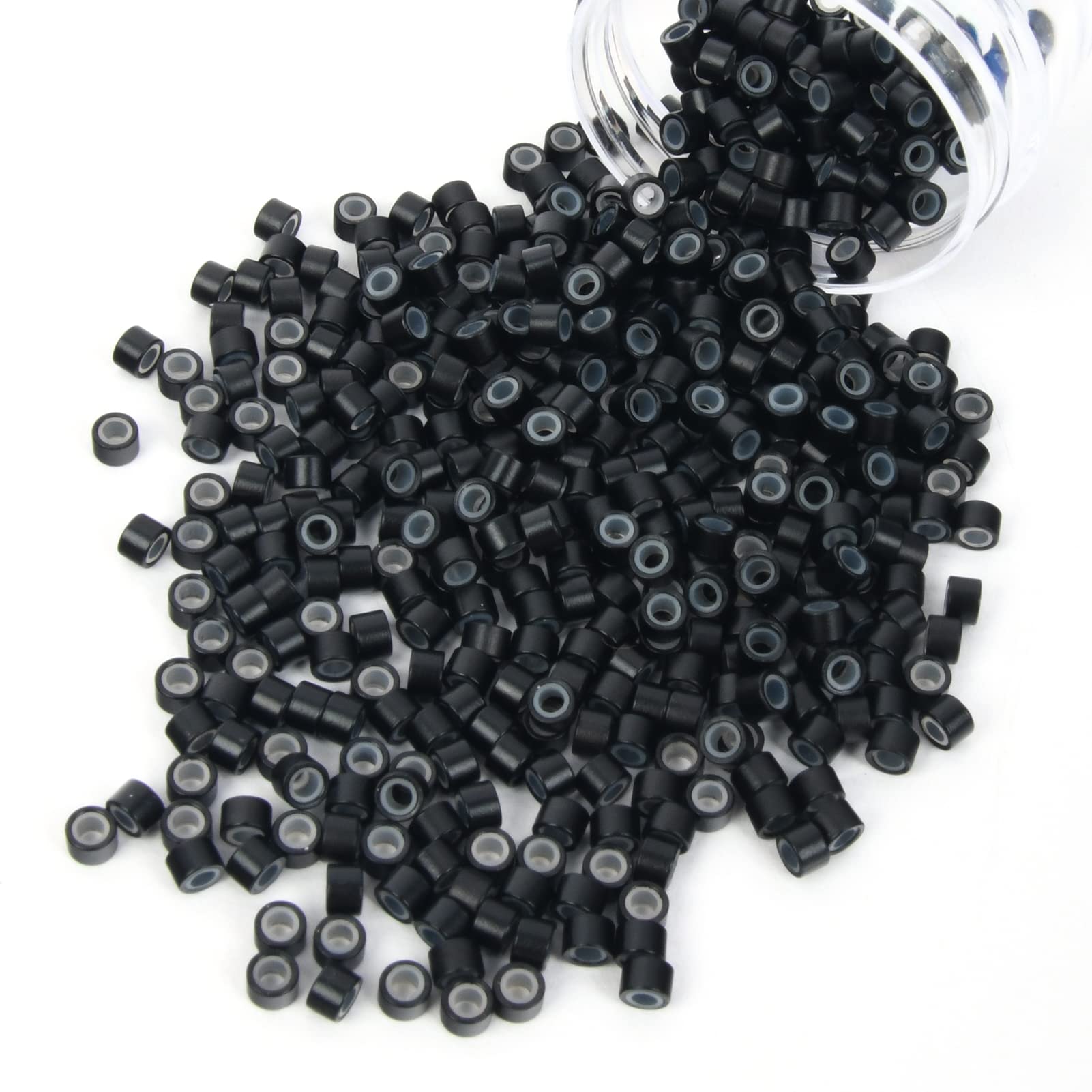 Vlasy 600 Pcs Silicone Micro Rings for I Tip Hair Extensions 5mm Micro Nano Beads Micro Links Hair Beads (Black) — image 1