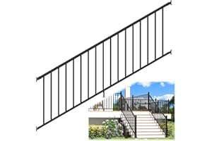 Egadis 1 Pack 36 in. H x 8 ft. W Porch and Deck Railing Kit Without Post, Aluminum Stair Railing Kit, Black Textured Powder-Coat Finish Railing System for Concrete Steps or Wooden Stairs (1 Panel)