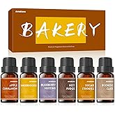 AmaKane Bakery Fragrance Oils, Fall Essential Oils for Diffuser, Candle Making, Soap Scents- Apple Cinnamon, Sugar Cookies, Snickerdoodle, Eggnog Cake, Blueberry Muffin, Hot Fudge, 6x10ml