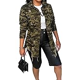 Symina Camouflage Jacket for Women Long Sleeve Button Down Camo Jean Jackets Coat Plus Size Shacket Fall