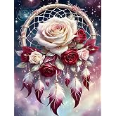Dream Catcher Counted Cross Stitch Kits for Adults, Flowers Stamped Cross Stitch Kits for Beginners, Needlepoint Cross-Stitch Patterns Embroidery Kits Arts and Crafts for Home Decor 12&times;16 Inch