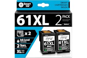 Smart Ink Remanufactured Ink Cartridge Replacement for HP 61XL 61 XL 2 Black Combo Pack to use with HP Envy 4500 5530 Deskjet