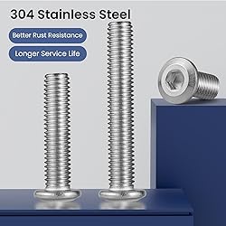 BNUOK M6-1.0 x 8mm Flat Head Hex Socket Cap Screws