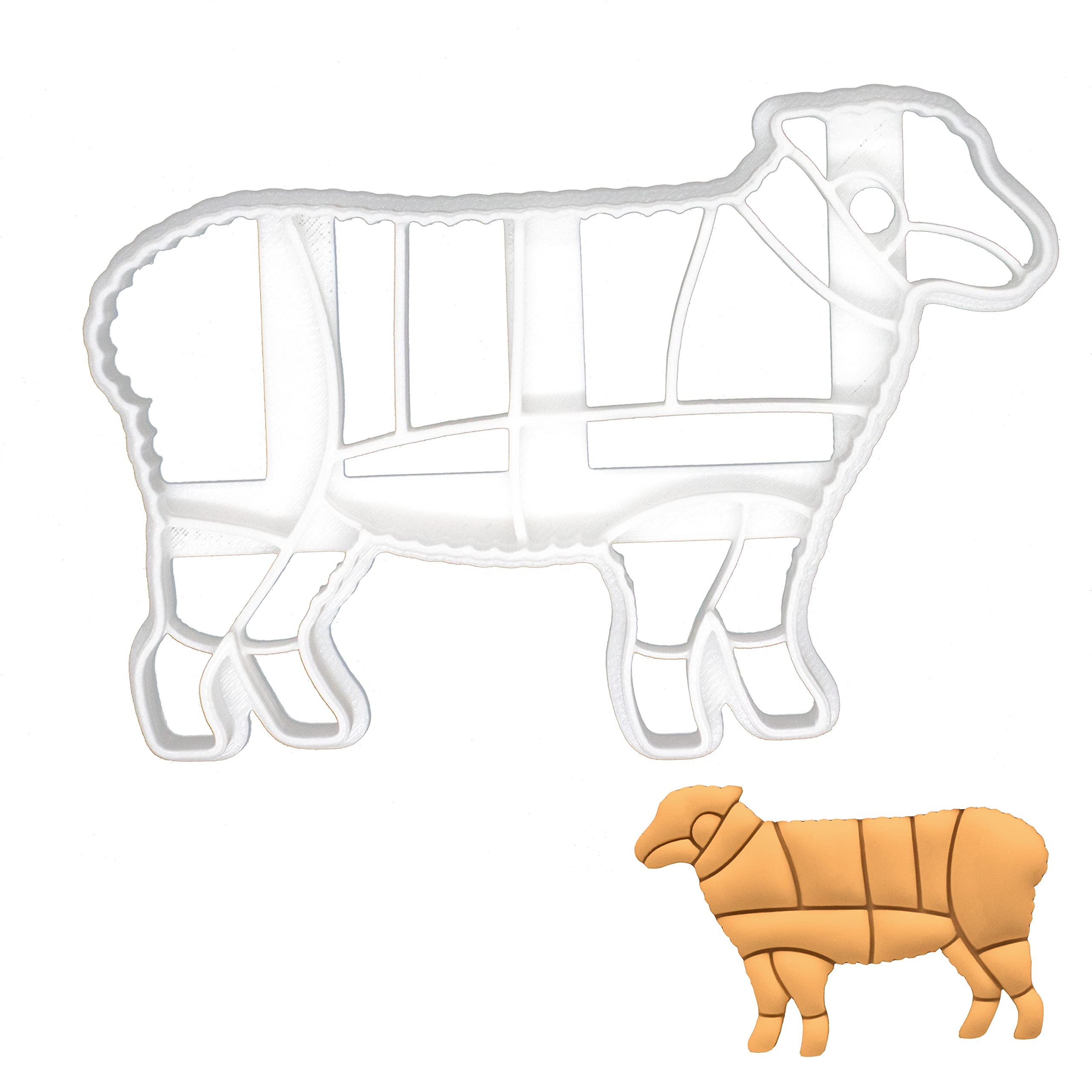BAKERLOGY Lamb Butcher Cut Cookie Cutter - Detailed Biscuit Cutter Design for Baking and Crafts, Ideal on Fondant, Dough, Clay