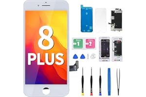 DGSCSMY for iPhone 8 Plus Screen Replacement Kit 8plus LCD Display White 5.5" 3D Touch Digitizer Full Assembly Waterproof Adhesive Magnetic Screws Pad Fix Front Glass Repair Tools A1864, A1897, A1898