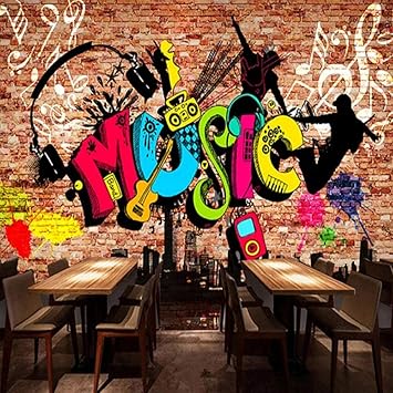 Amazon Co Jp 3d壁の壁画の壁紙シティミュージック 芸術の落書きのレンガの壁の大きい壁の絵画壁画の壁紙 家の装飾のリビングルーム280 Cm W X 180 Cm H Diy 工具 ガーデン