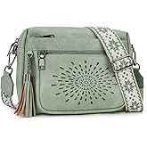 APHISON Crossbody Bags for Women Trendy, Leather Crossbody Purses Shoulder Handbags with Adjustable Guitar Strap