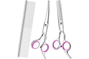 3PCS Dog Grooming Scissors kit Thinning Shears Scissors Curved Scissor Comb Stainless Steel Pet Cat Dog Grooming for Dogs Cat