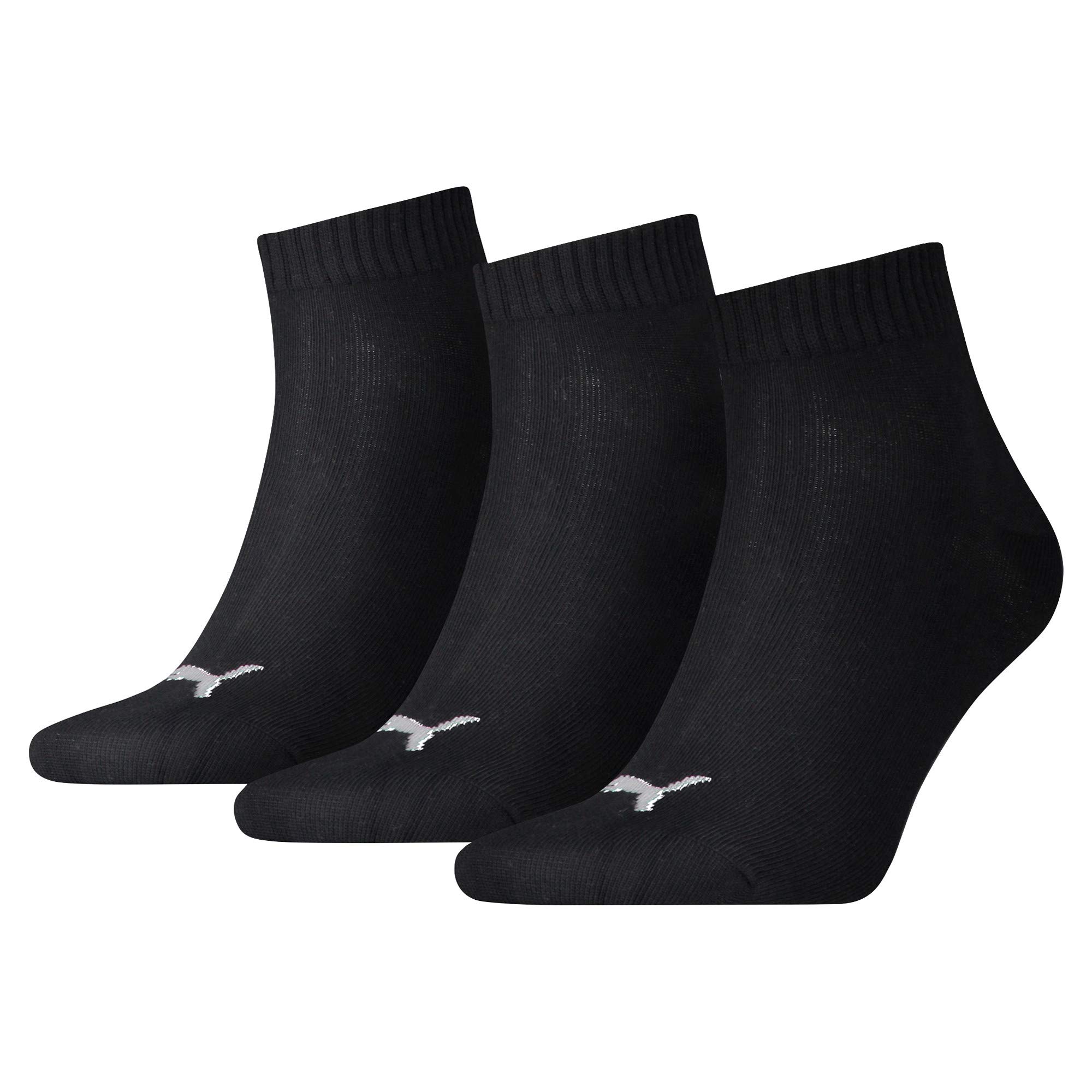 PUMA Men's Puma Quarter Sock 3 Pairs Black UK 9 11, Black, One Size UK