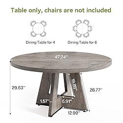 LITTLE TREE Round Dining Table for 4-6 People, 47
