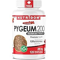 Nutridom Pygeum 200 mg | Maximum Strength – 120 Vegetable Capsules | Standardized to 13% Phytosterols | Prostate Health Suppl