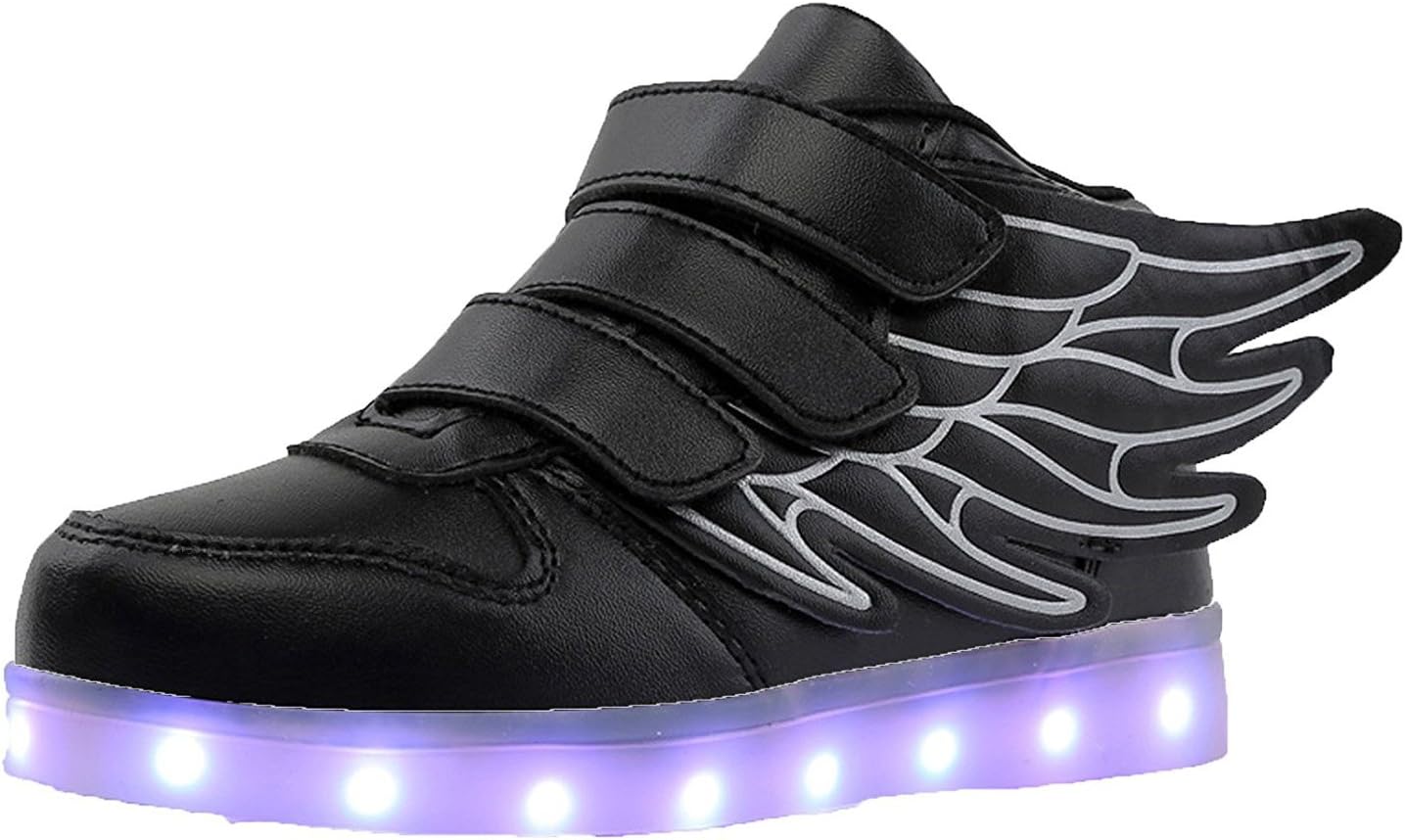 AIDO Unisex Children of 7 Colour Changing USB Charging LED Bright High Top Trainers Sneakers Trainers