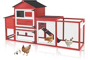 Aivituvin Chicken Coop Expandable Mobile Chicken House for Outdoor with Wheels, Nesting Box, Leakproof Pull-on Tray and UV-Re