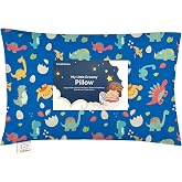 Toddler Pillow with Pillowcase, 13x18 My Little Dreamy Pillow (DinoWorld) | Kids Travel Bed Pillow for Sleep, Organic Cotton Small Pillowcase, Soft, Breathable, Machine Washable, Toddlers 2-5 years