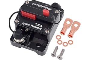 Zesugo 120 Amp Circuit Breaker with Manual Reset for Car Audio/RV Solar/Boat Trolling Motor/Truck Inverter/Marine Amplifier, DC 12V- 48V Circuit Protector, Waterproof Surface-Mount Fuses