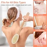 Alyvisun Wooden Back Scrubber with Long Handle Dual-Sided Bristles 41cm view 4