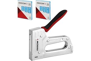 ARROW FASTENER Arrow T55BL Staple Gun Kit, Heavy Duty Manual Stapler with 3750 Pieces T50 1/4", 3/8", 1/2" Staples, Soft Rubber Grip, for Upholstery Professional Projects