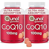 Qunol CoQ10 Gummies, CoQ10 100mg, Delicious Gummy Supplements, Helps Support Heart Health, Vegan, Gluten Free, Ultra High Absorption, 2 Month Supply (60 Count, Pack of 2)