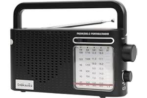 Snokauwa Portable Weather Radio AM FM SW,Wall Plug and Battery Powered,with Bluetooth,Big Speaker,Large Dial,High/Low Tone Mode,Earphone Jack,Flashlight,for Home,Picnic,Gifts for Seniors Elderly