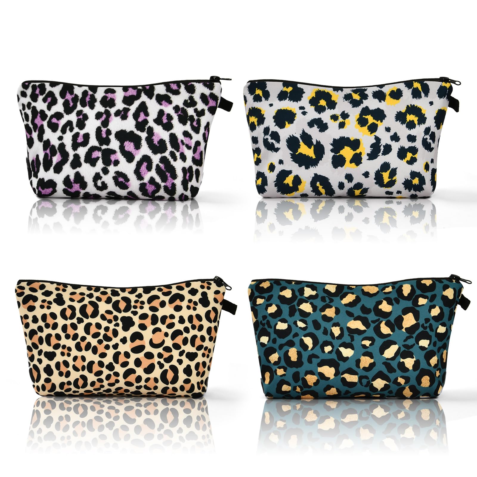 Canvas Cosmetic Bags, 4 Pcs Large Capacity Toiletry Bags, Portable Makeup Bag Toiletry Pouch with Zipper for Cosmetics, Stationery, Cards, Purse, Pencil Case - Travel & Busizess