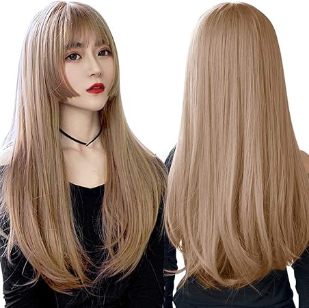 Amazon Co Jp ウィッグ ストレート 姫カット カツラ Caseeto 姫髪 ロング かわいい 女の子 フルウィッグ ナチュラル 耐熱性 サラサラ ツヤなし 通気性バツグン 専用ネット2個付き ビューティー