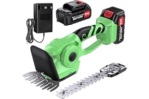 NEWRGY 21V Cordless Hedge Trimmer, 2-in-1 Electric Handheld Shrub Trimmer with Long & Short Blades, Rechargeable Battery for Garden, Yard, Lawn Pruning, for Gardening Enthusiasts