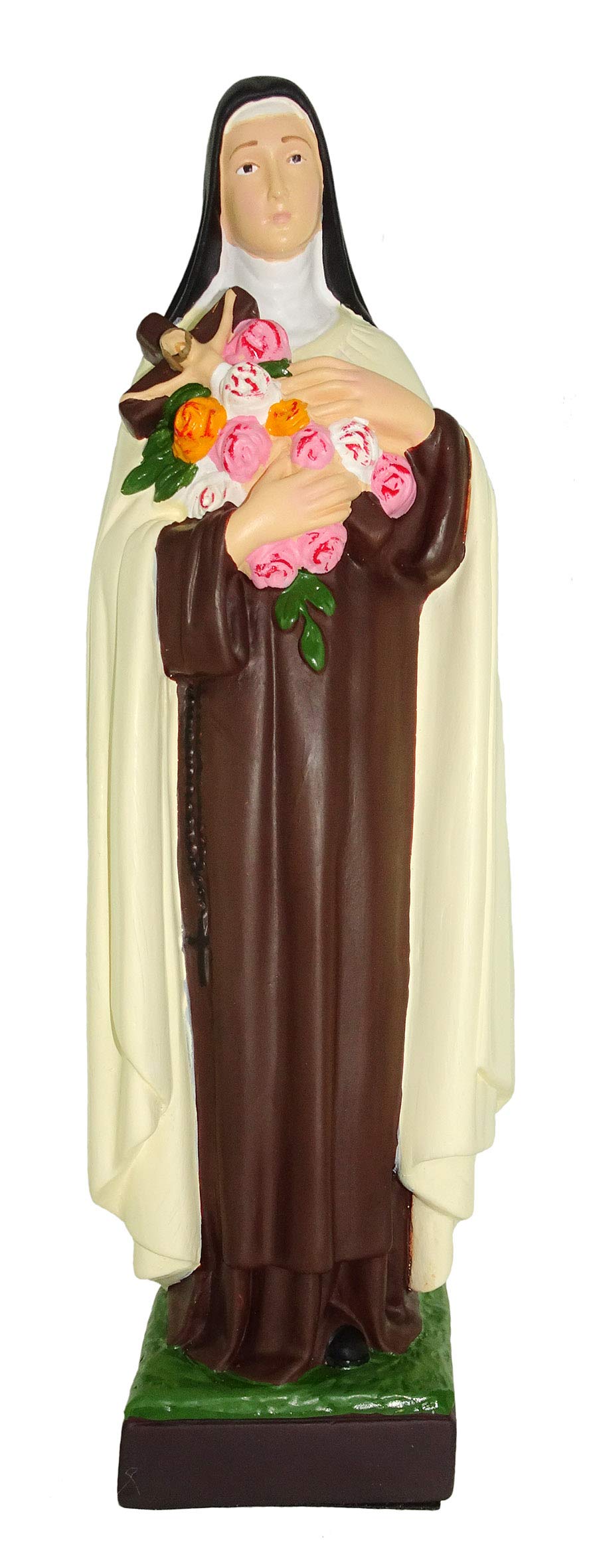Ferrari & Arrighetti Saint Thérèse Outdoor Statue made of Unbreakable Material, Rain-Resistant, Hand-Painted (ca. 15.7" / 40 cm Tall)