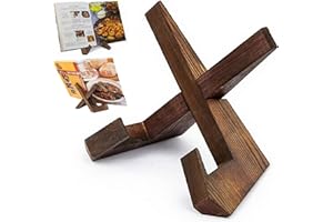 Cookbook Stand, Elegant Rustic Wooden Recipe Book Holder Adjustable & Detachable Cookbook Holder Stand for Display of Recipes
