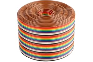 FTVOGUE Rainbow Color Flat Ribbon Cable Wire, IDC Wire Cable Kit, 1.27mm Spacing Pitch, Width 5.08cm (5m)