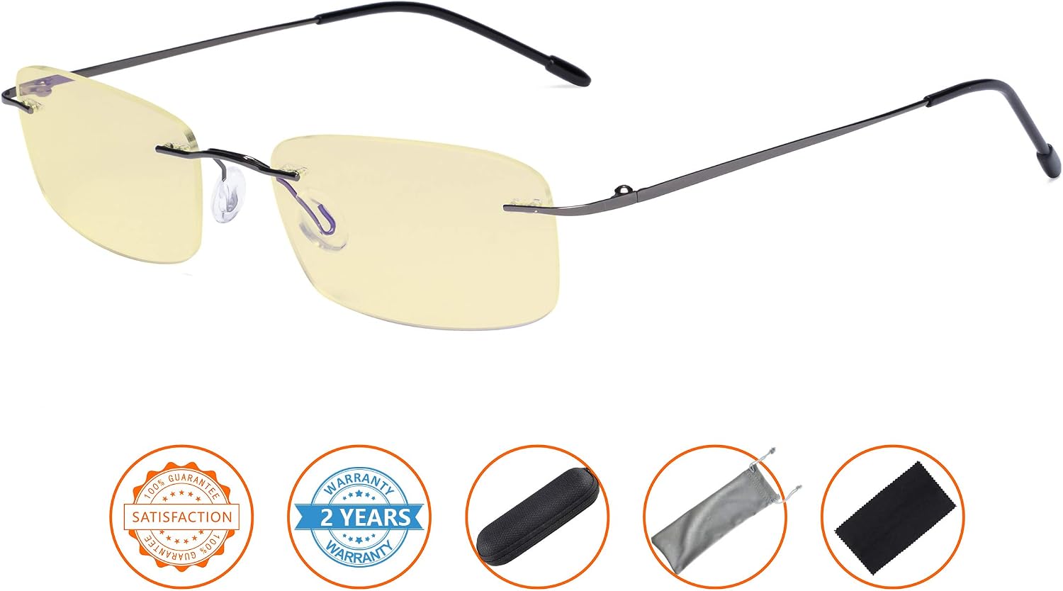 CessBlu Blue Light Blocking Glasses for Men Women Reading Computer Anti Glare UV Protection Eyeglasses Rimless Bendable (Gunmetal)+1.25 - Image 3