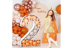 Tongjoy Mosaic Numbers for Balloons, 3FT Mosaic Balloon Frame Number 2, DIY Marquee Light Up Numbers for Party Decoration, Anniversary Party Decoration, Birthday Party Decorations, Balloon Arch Kit