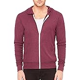 Bella + Canvas Unisex Triblend Full-Zip Lightweight Hoodie M MAROON TRIBLEND
