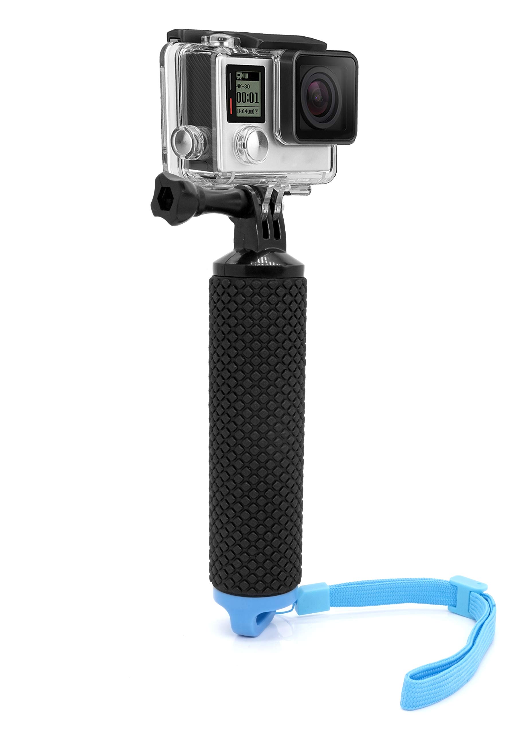 MyGadget Floating Grip Handle - Waterproof Float Pole with non-slip Handler - Hand Stick Compatible with GoPro Hero 10 9 8 7 Xiaomi Yi Insta360 - Blue